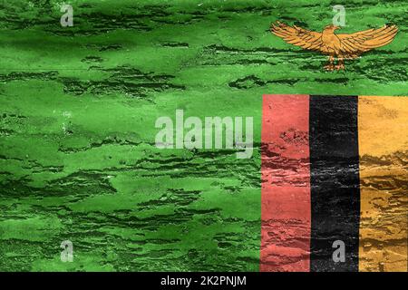 3D-Illustration of a Zambia flag - realistic waving fabric flag Stock Photo