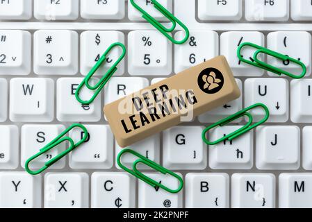 Text sign showing Deep Learning. Business approach Hierarchical Abstractions Artificial Intelligence Algorithm Stock Photo