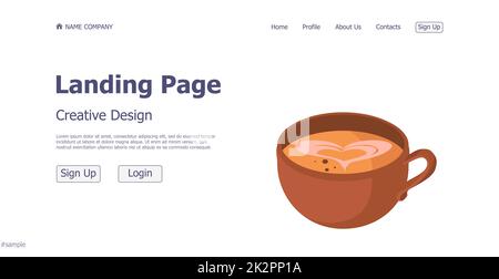 Website landing page coffee shop design concept - Vector Stock Photo