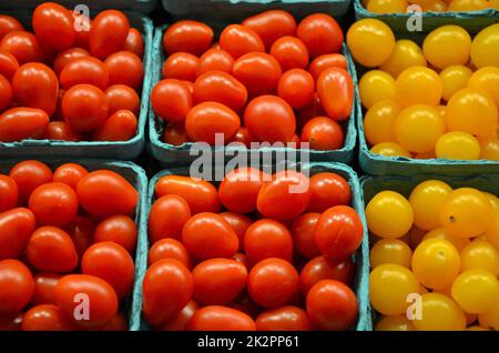 Red and yellow cherry tomatoes Stock Photo