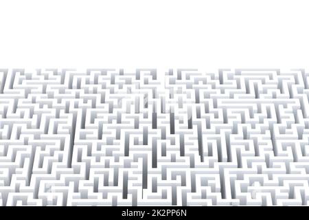 Abstract white maze with copyspace. Isolated on white. Contains clipping path Stock Photo
