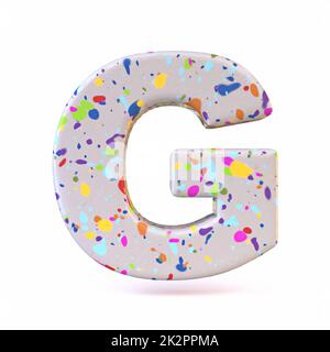 Colorful terrazzo pattern font Letter G 3D Stock Photo