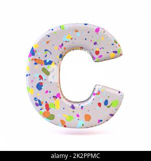 Colorful terrazzo pattern font Letter C 3D Stock Photo