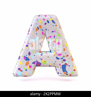 Colorful terrazzo pattern font Letter A 3D Stock Photo