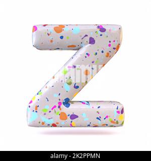 Colorful terrazzo pattern font Letter Z 3D Stock Photo