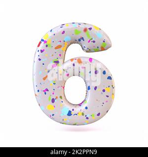 Colorful terrazzo pattern font Number 6 SIX 3D Stock Photo