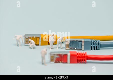 Telecommunication ethernet cables. Internet technology concept Stock Photo