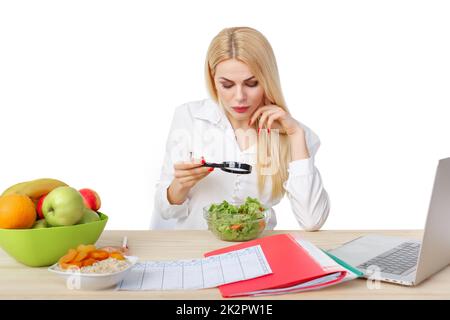 dietician making a diet of fruits and vegetables Stock Photo