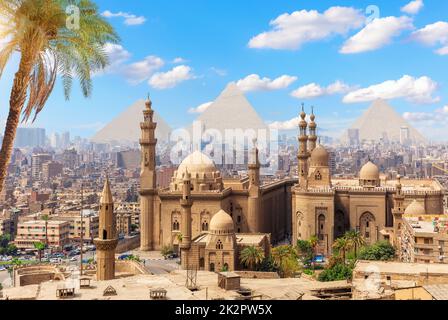Mosque and Madrasa of Sultan Hasan, view from the Citadel of Cairo, Egypt Stock Photo