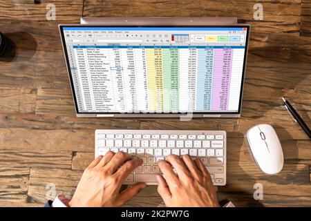 Analyst Employee Working With Spreadsheet Report Stock Photo