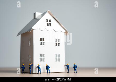 Construction workers working on a new home Stock Photo