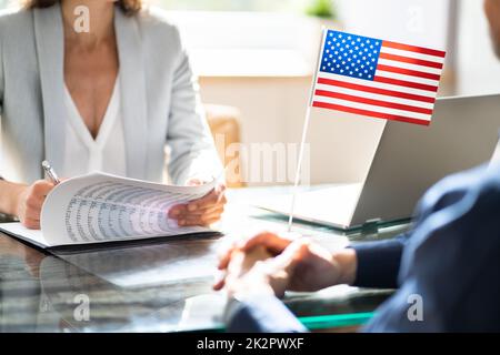 US Immigration Application And Visa Interview Stock Photo