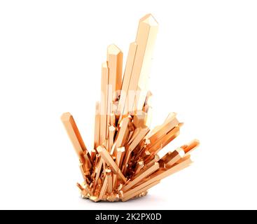 Peach color crystal cluster isolated on white background. 3D illustration Stock Photo