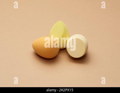 oval new egg-shaped sponges for cosmetics and foundation Stock Photo