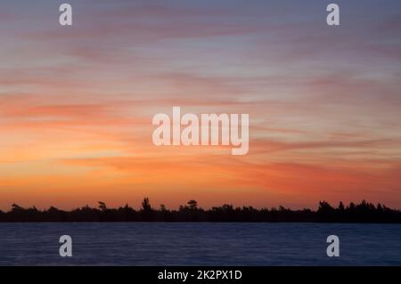 Sunset on the Senegal River in the Langue de Barbarie National Park. Stock Photo