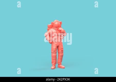 Astronaut standing in thoughtful pose. 3D illustration Stock Photo