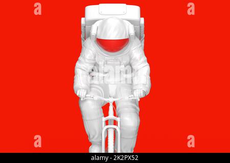 Concept of Astronaut riding bicycle. 3D illustration Stock Photo