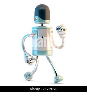 Walking Robot. 3D illustration. Isolated on white background Stock Photo