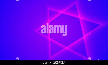 3D illustration of Hexagram Star of David neon glow Stock Photo