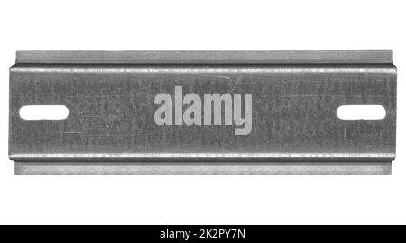 Metal DIN rail isolated over white Stock Photo
