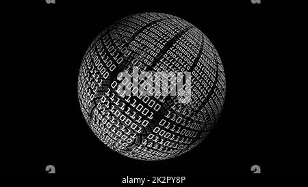 Binary Data On Spinning Sphere Stock Photo