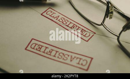 Close up of classified document in envelop Stock Photo