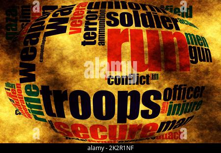 Military word cloud grunge concept Stock Photo