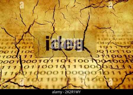 Idea tag on binary data grunge concept Stock Photo