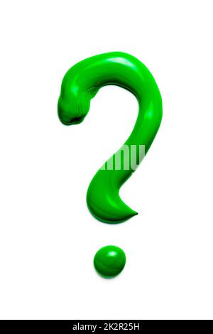 Color paste green question mark on paper ground Stock Photo