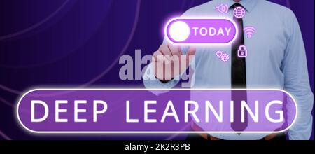 Text showing inspiration Deep Learning. Concept meaning Hierarchical Abstractions Artificial Intelligence Algorithm Stock Photo
