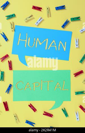 Text caption presenting Human Capital. Word Written on Intangible Collective Resources Competence Capital Education Stock Photo