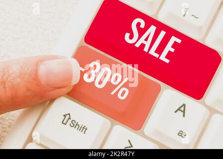 Writing displaying text Sale 30. Business overview A promo price of an item at 30 percent markdown Stock Photo