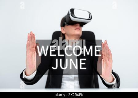 Writing displaying text Welcome June. Business concept Calendar Sixth Month Second Quarter Thirty days Greetings Stock Photo