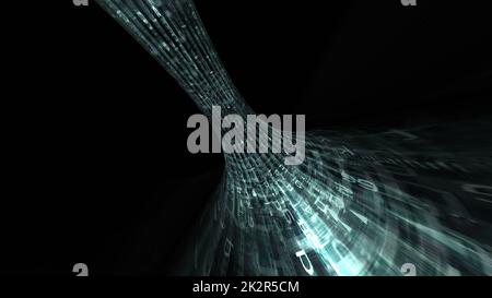 Driving through Binary Data tunnel Stock Photo