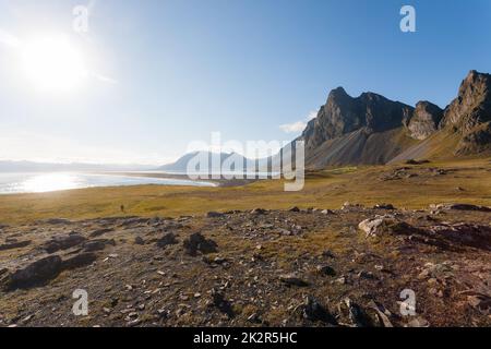 Hvalnes lava beach landscape, east Iceland landmark Stock Photo