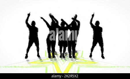 People dancing hand draw digital art illustration Stock Photo