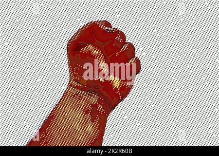 A clenched fist held high in protest Stock Photo - Alamy