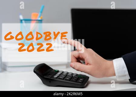 Text showing inspiration Goodbye 2022. Business concept New Year Eve Milestone Last Month Celebration Transition Stock Photo