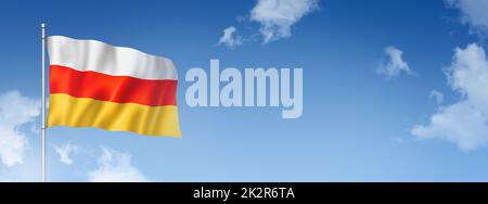 South Ossetia flag isolated on a blue sky. Horizontal banner Stock Photo