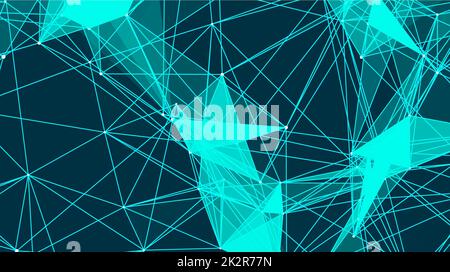Abstract triangles with connections are in space. Background with connecting dots and lines. vector illustration Stock Photo