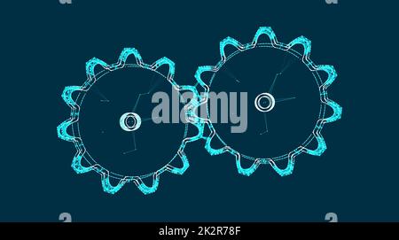 Gear-wheel vector illustration for research, science and technology creative, computer generated Stock Photo