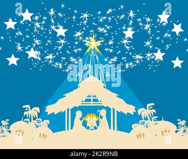 Christian Christmas nativity scene of baby Jesus in the manger Stock Photo