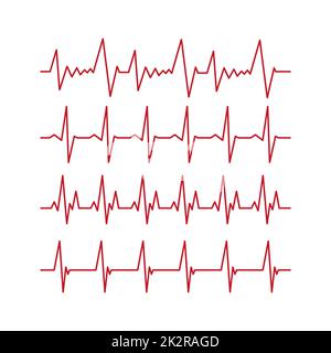 Heart pulse - curved red line on a white background - Vector Stock ...