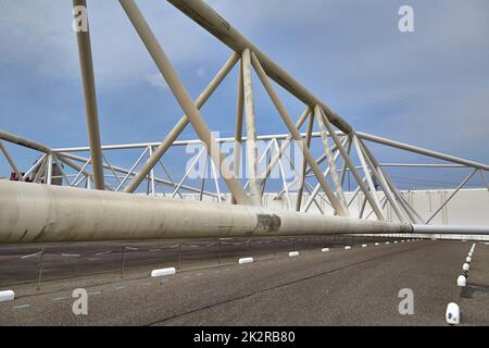 Structure of a movable flood barrier gate Stock Photo
