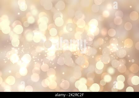 Abstract festive light brown gradient pink silver bokeh background texture with colorful circles and bokeh lights. Beautiful backdrop with space. Stock Photo