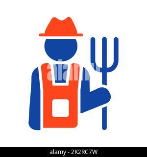 Farmer holding pitchfork vector icon Stock Photo - Alamy