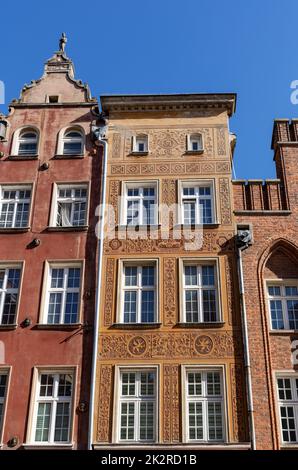 The facades of the restored GdaÅ„sk patrician houses at Long Lane Stock Photo