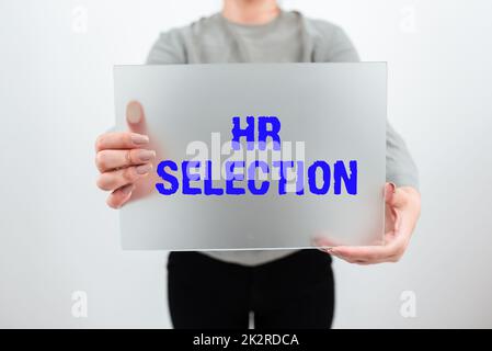 Writing displaying text Hr Selection. Internet Concept Process and approached by human resources when hiring employees Stock Photo