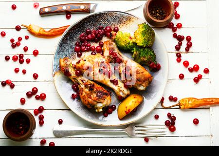 Juicy chicken drumsticks Stock Photo