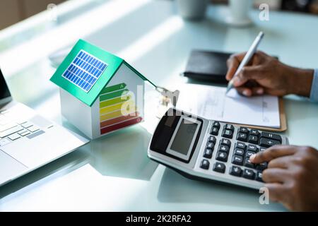 Energy Efficient House Calculator Stock Photo
